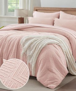 Juego de edredón ChiXpace Queen 7 Piezas - Rosa Boho Bed in