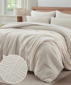 Juego de edredón de la reina ChiXpace de 7 piezas - Beige