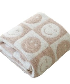 Manta de Tiro de Punto con Cuadros de Cara Sonriente Ultra