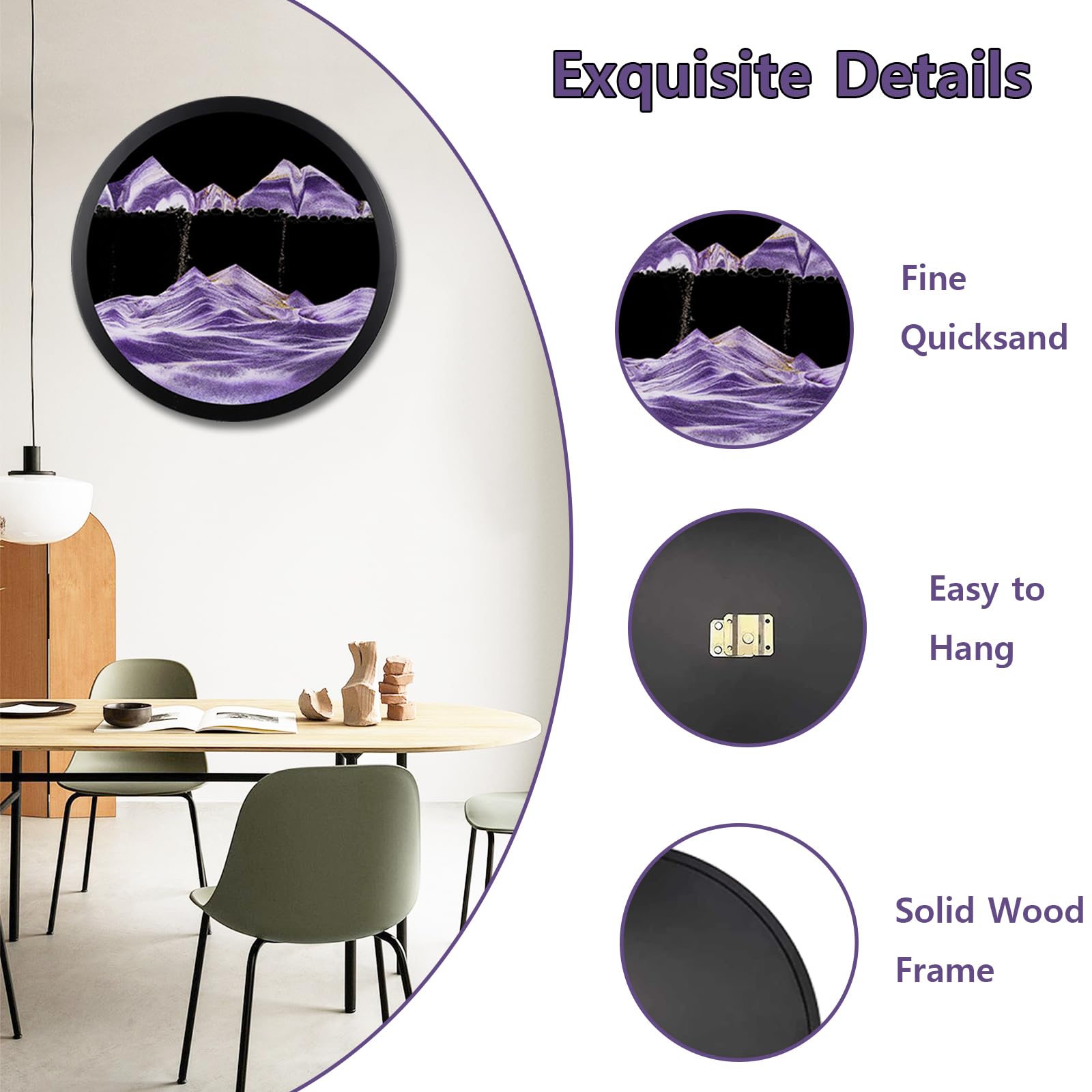 Heuanpte 17.3" Decoración de Arte de Arena en -Morado-A - Imagen 4