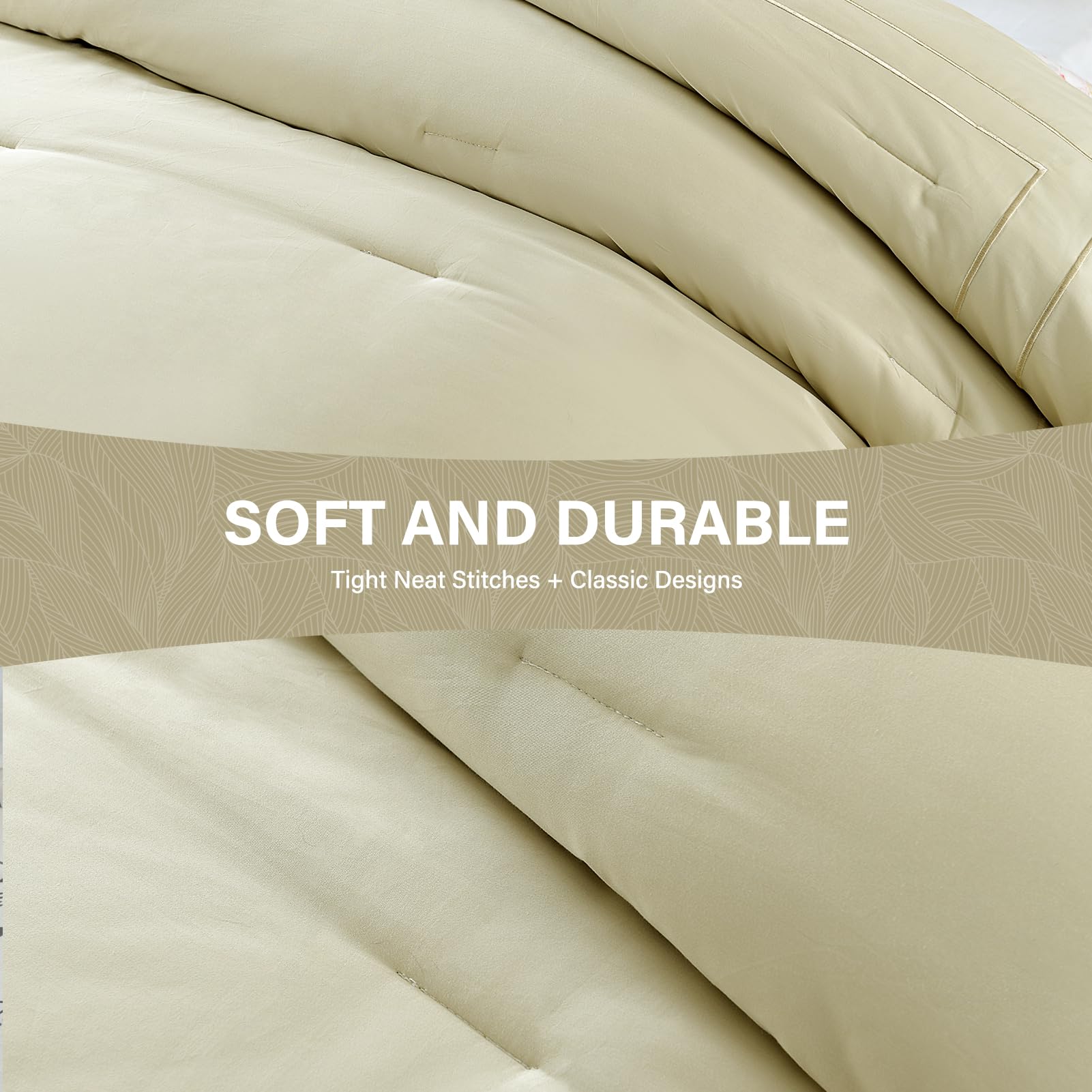 Juego de Edredón Queen SahSahCasa, Juego de -Champagne Beige - Imagen 7