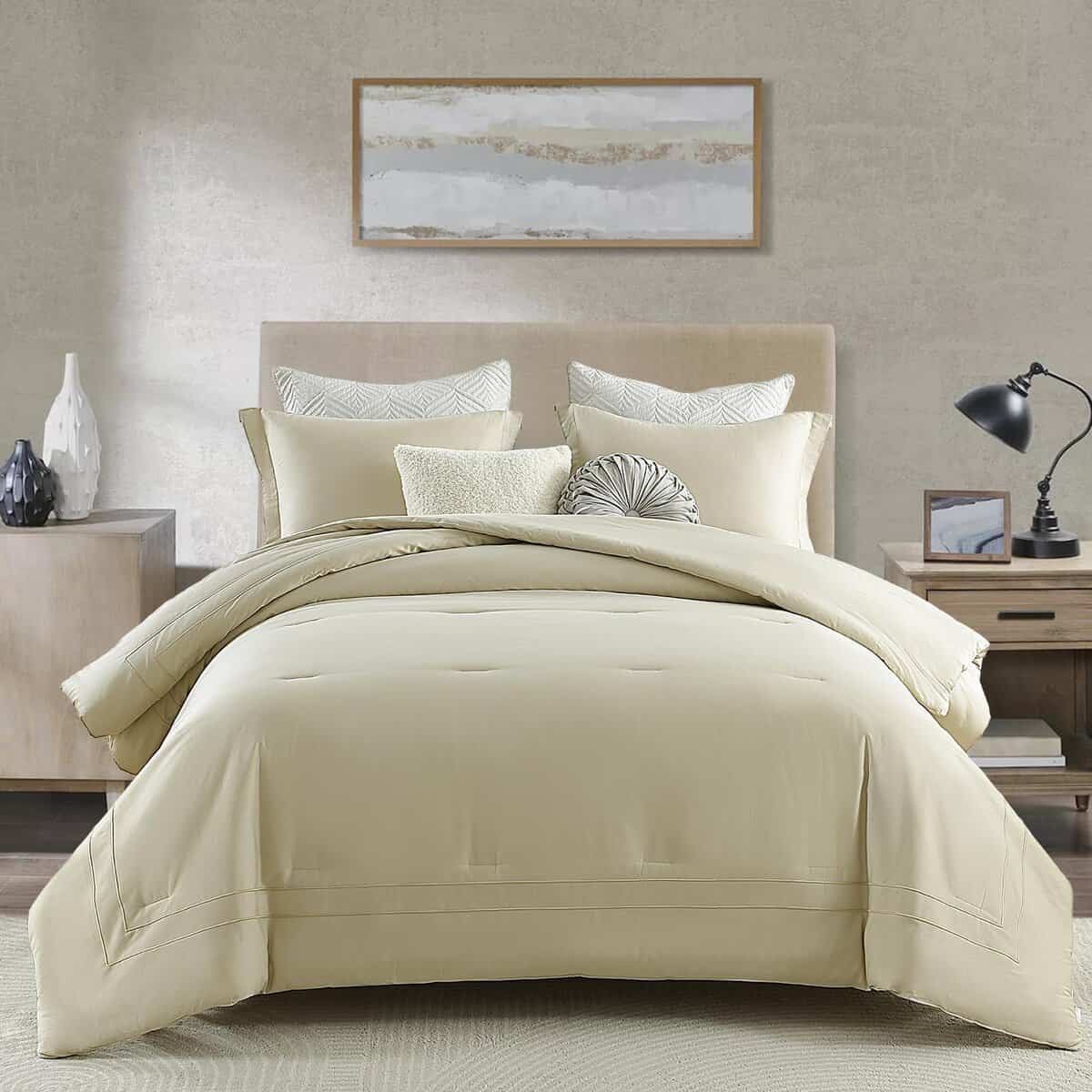 Juego de Edredón Queen SahSahCasa, Juego de -Champagne Beige