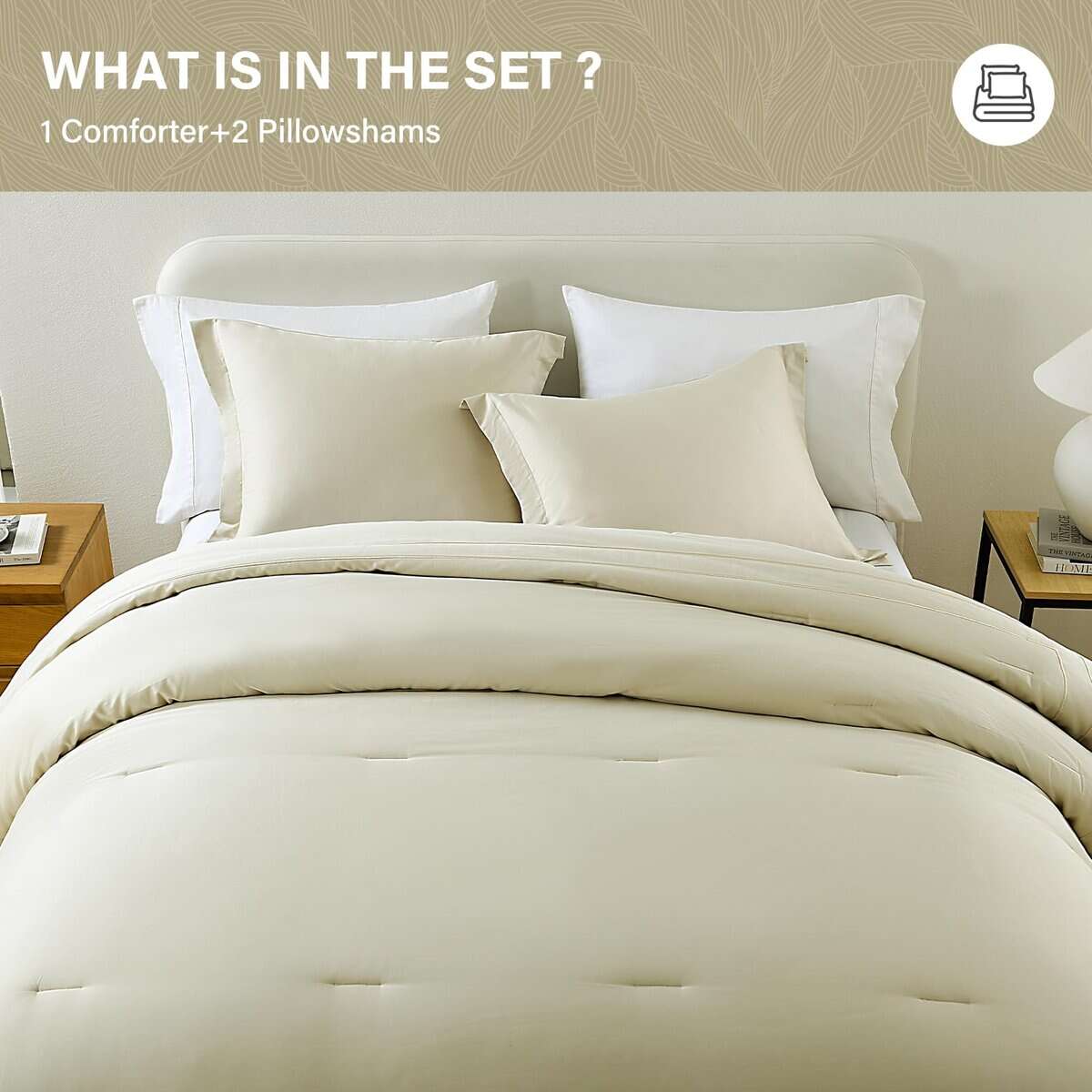 Juego de Edredón Queen SahSahCasa, Juego de -Champagne Beige - Imagen 5