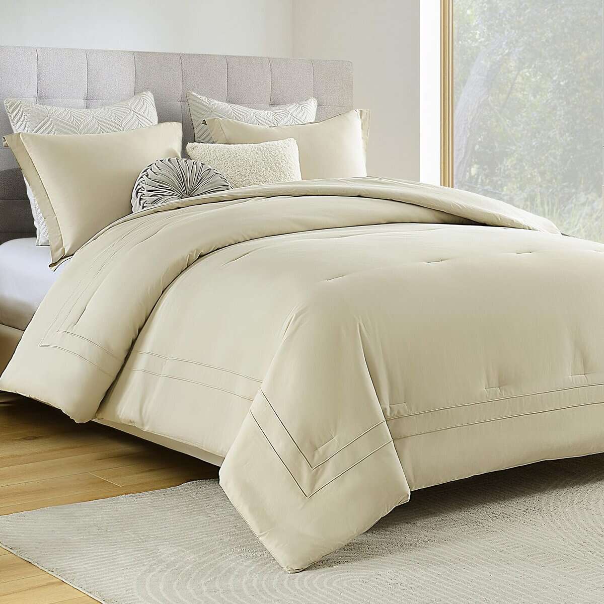 Juego de Edredón Queen SahSahCasa, Juego de -Champagne Beige - Imagen 3