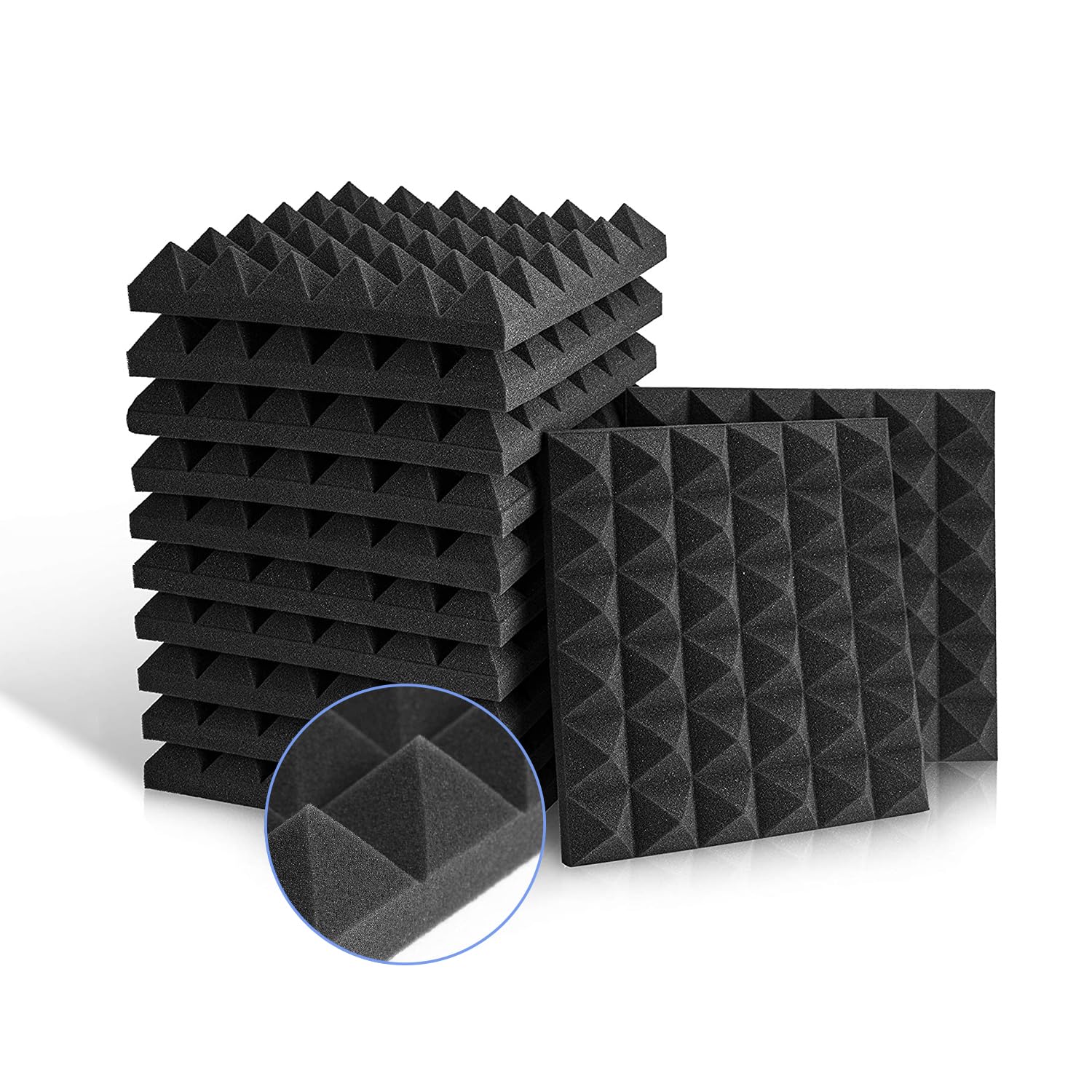 Paneles de Espuma Acústica Piramidal U MAX, 12" X 12" X2",