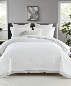 Juego de Edredón King SahSahCasa, Juego de -Blanco/Gris Dise