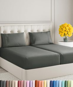 Juego de sábanas tamaño Split King de 5 -Gris pizarra oscuro