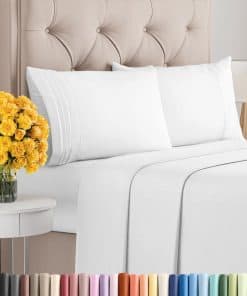 Juego de Sábanas Completo de 4 Piezas - -Blanco Brillante