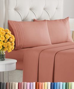 Juego de Sábanas King Size de 4 Piezas - -Durazno Cálido