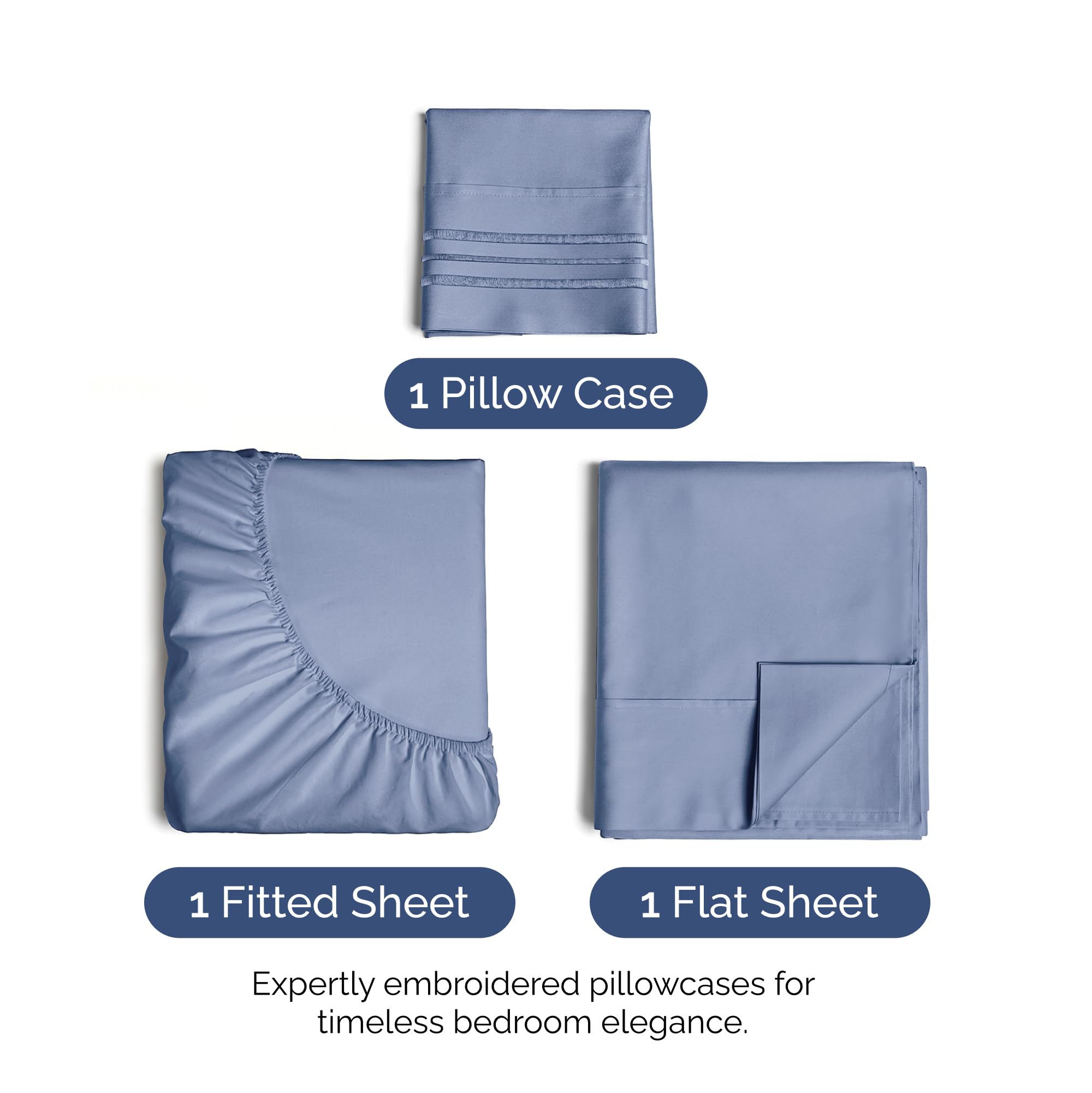 Juego de Sábanas Tamaño Twin XL de 3 Piezas - -Morado Polvor - Imagen 4