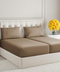 Juego de sábanas tamaño Split King de 5 -Neutral Brown