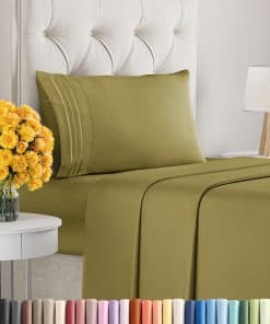 Juego de sábanas 3 piezas tamaño Twin XL - -Amarillo Oliva