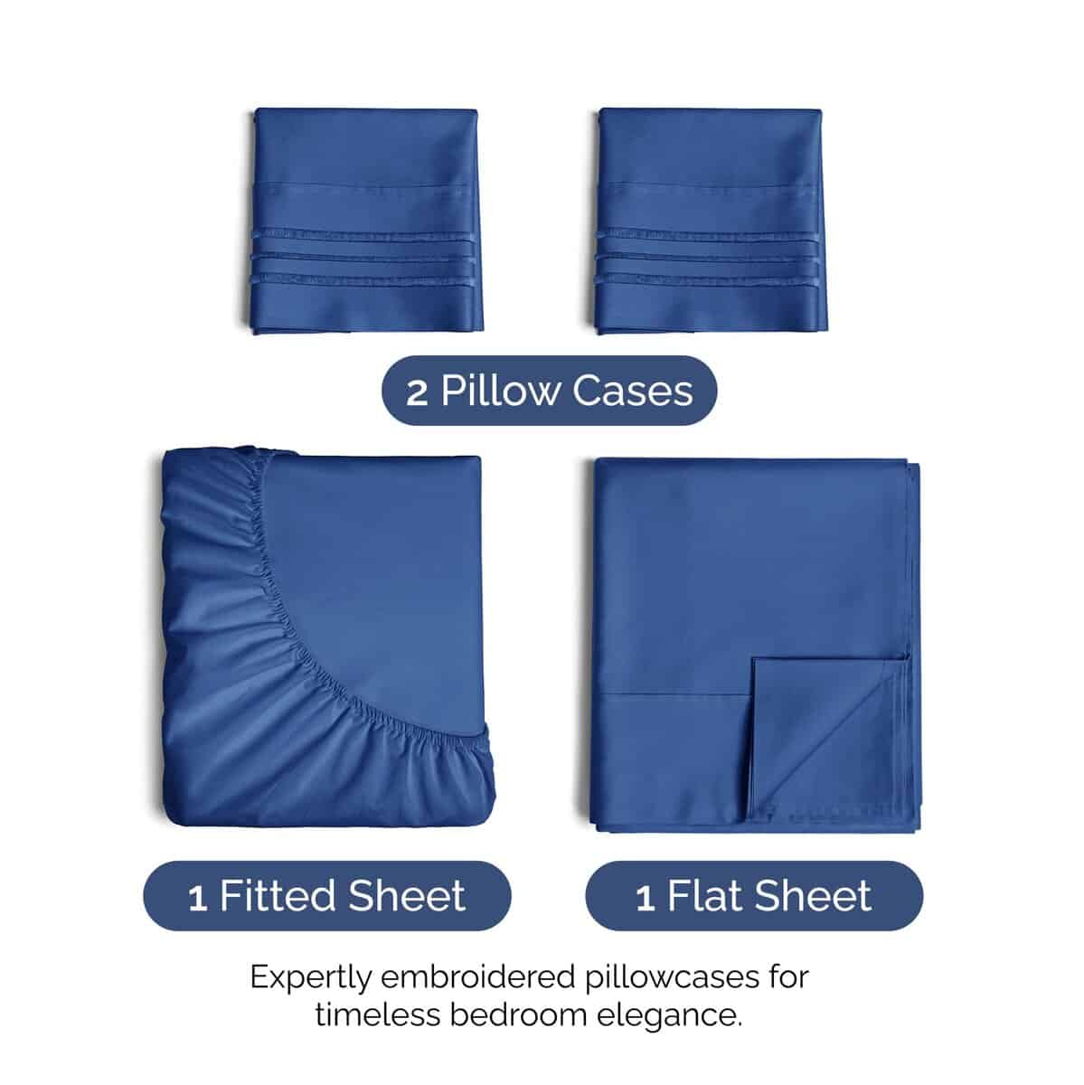 Juego de Sábanas de 4 Piezas Tamaño -Azul Cobalto - Imagen 3