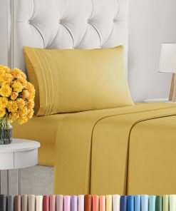 Juego de sábanas tamaño twin de 3 piezas - -Mostaza