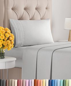 Juego de sábanas tamaño twin de 3 piezas - -Gris suave