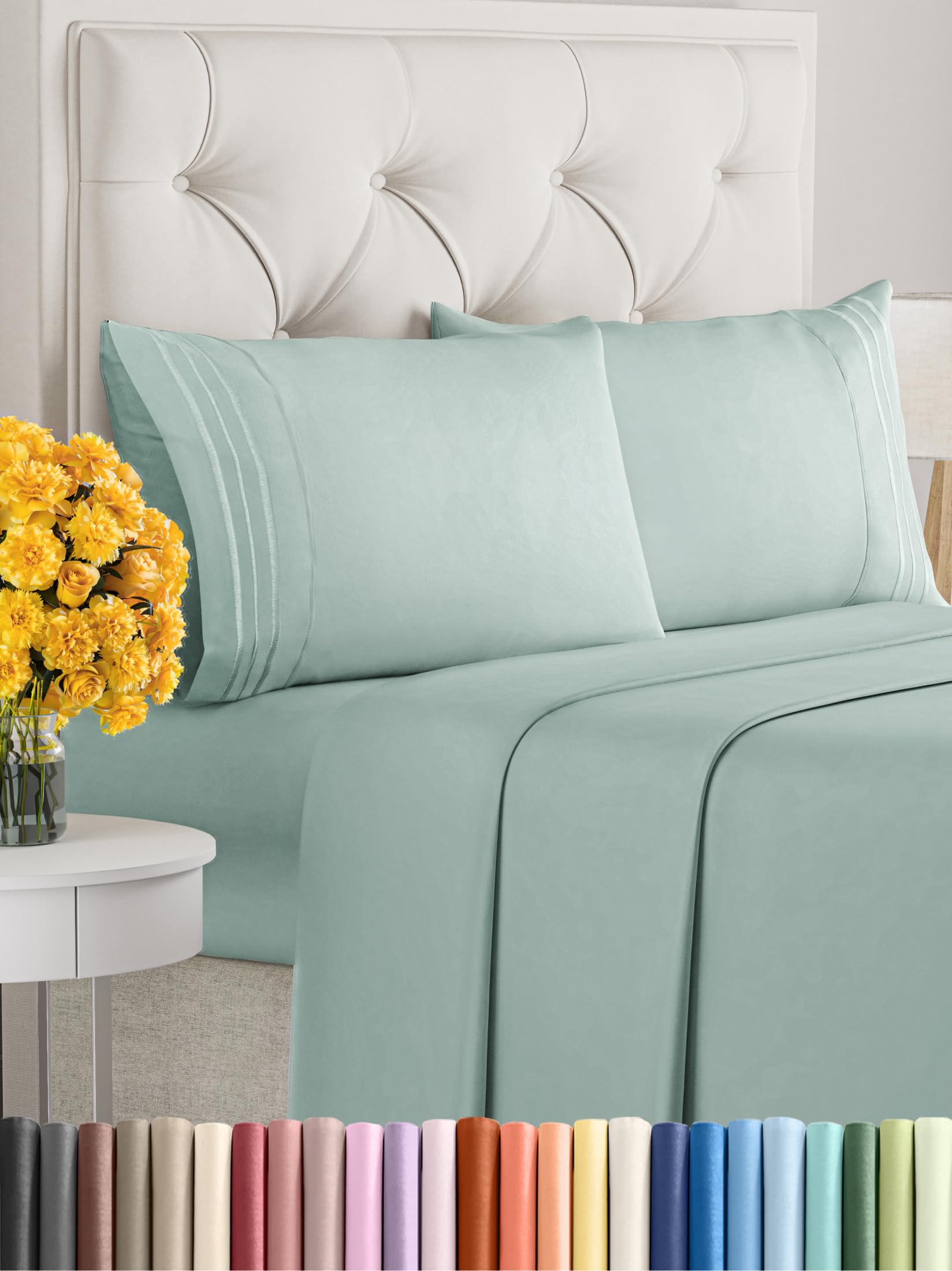 Juego de sábanas tamaño Queen de 4 piezas - Sábanas extra