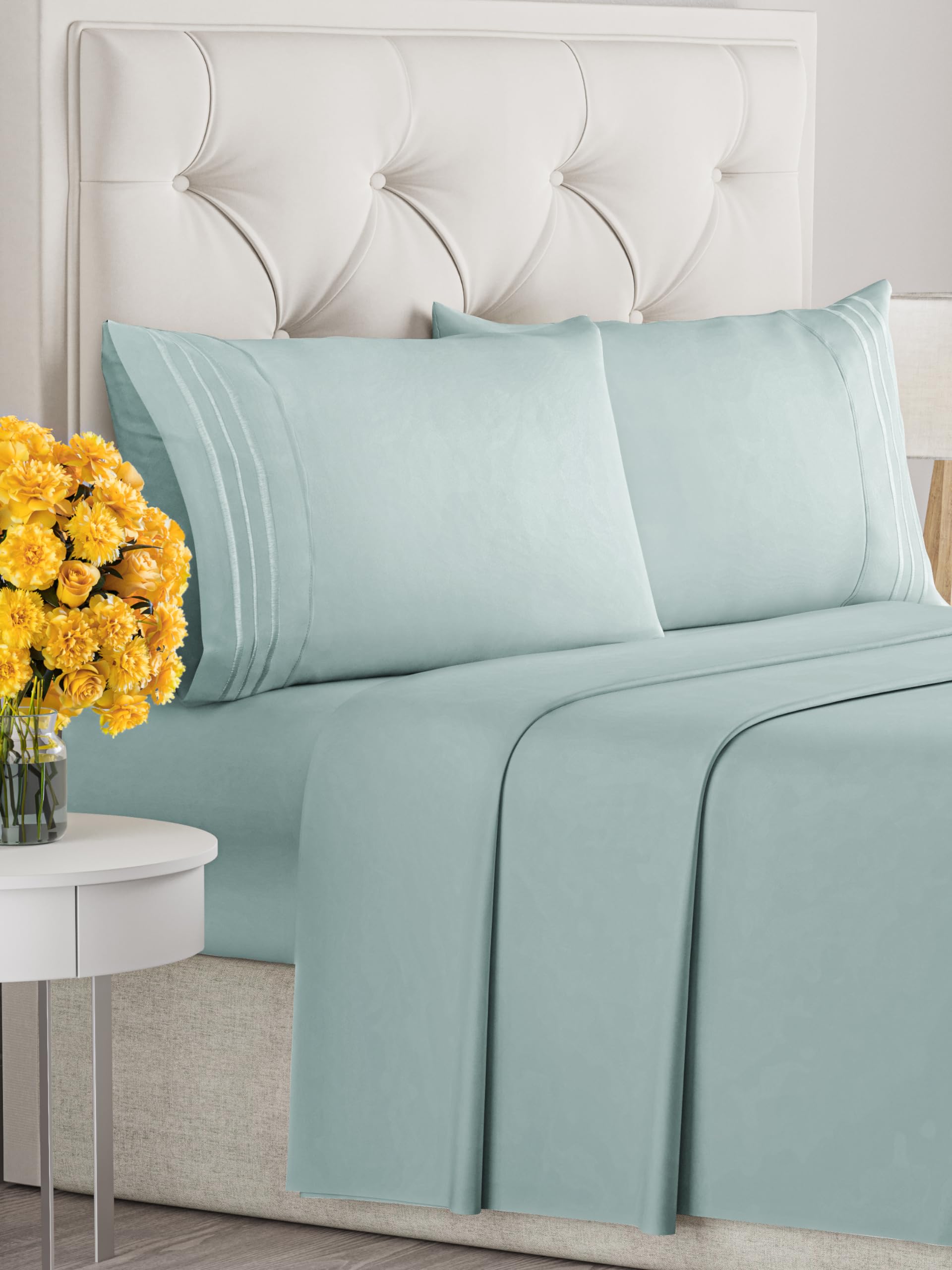 Juego de sábanas tamaño Queen de 4 piezas - Sábanas extra - Imagen 3