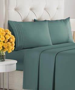 Juego de sábanas de 4 piezas tamaño -Verde azulado