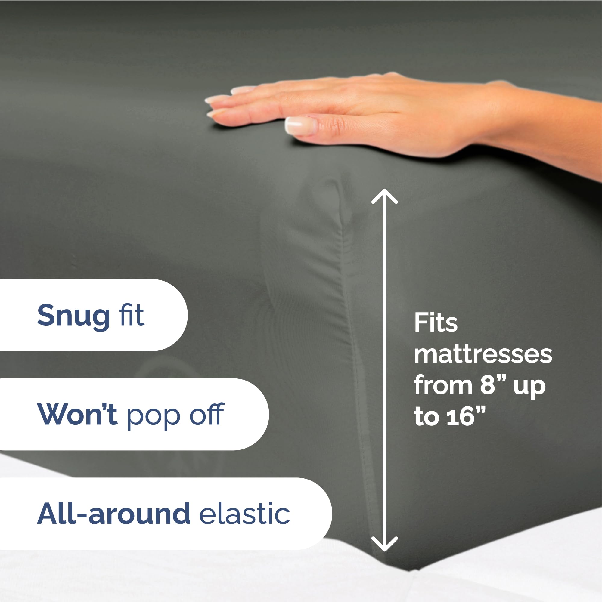 Juego de sábanas tamaño Twin XL de 3 piezas - -Gris pizarra - Imagen 4