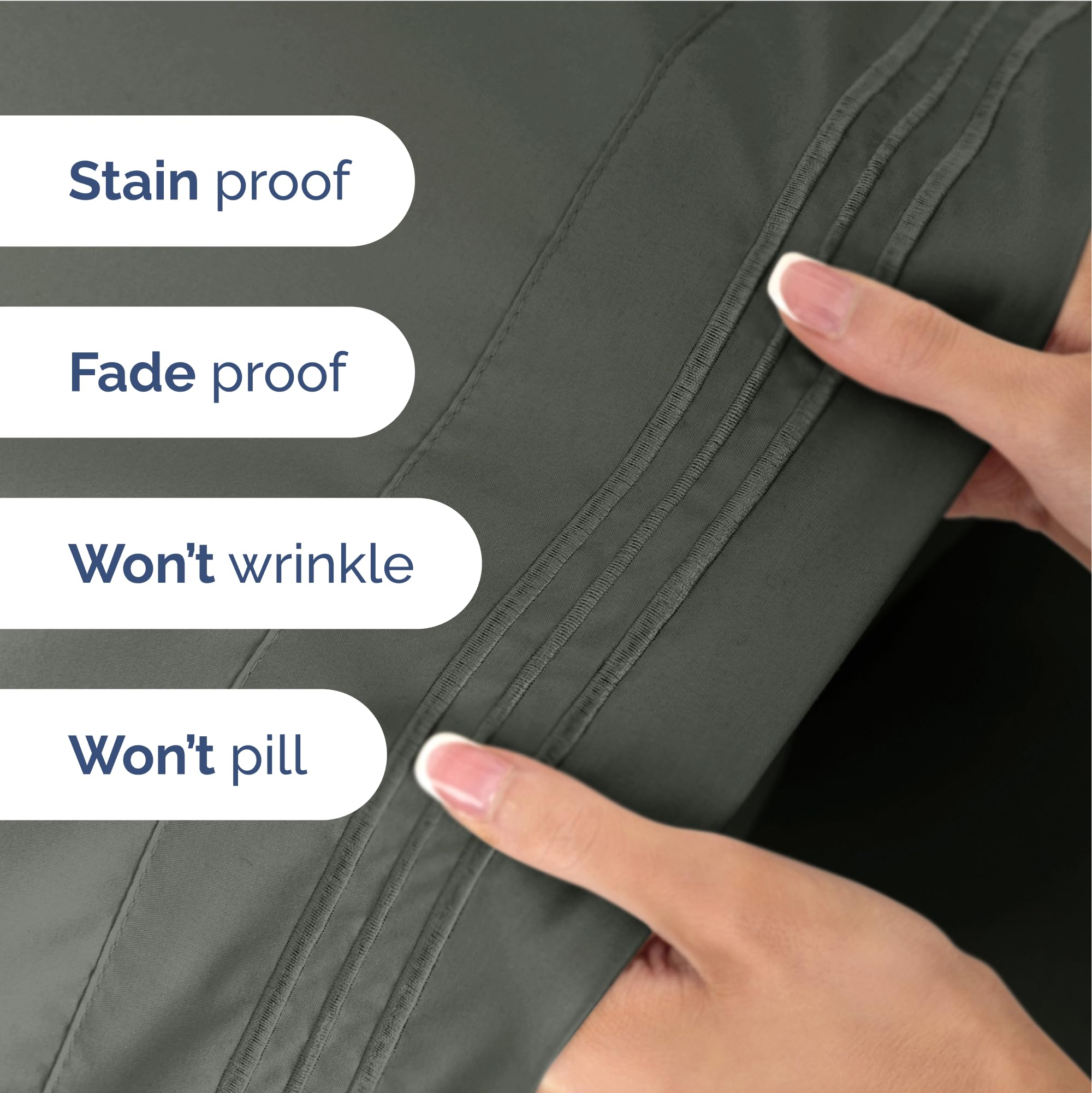 Juego de sábanas tamaño Twin XL de 3 piezas - -Gris pizarra - Imagen 6