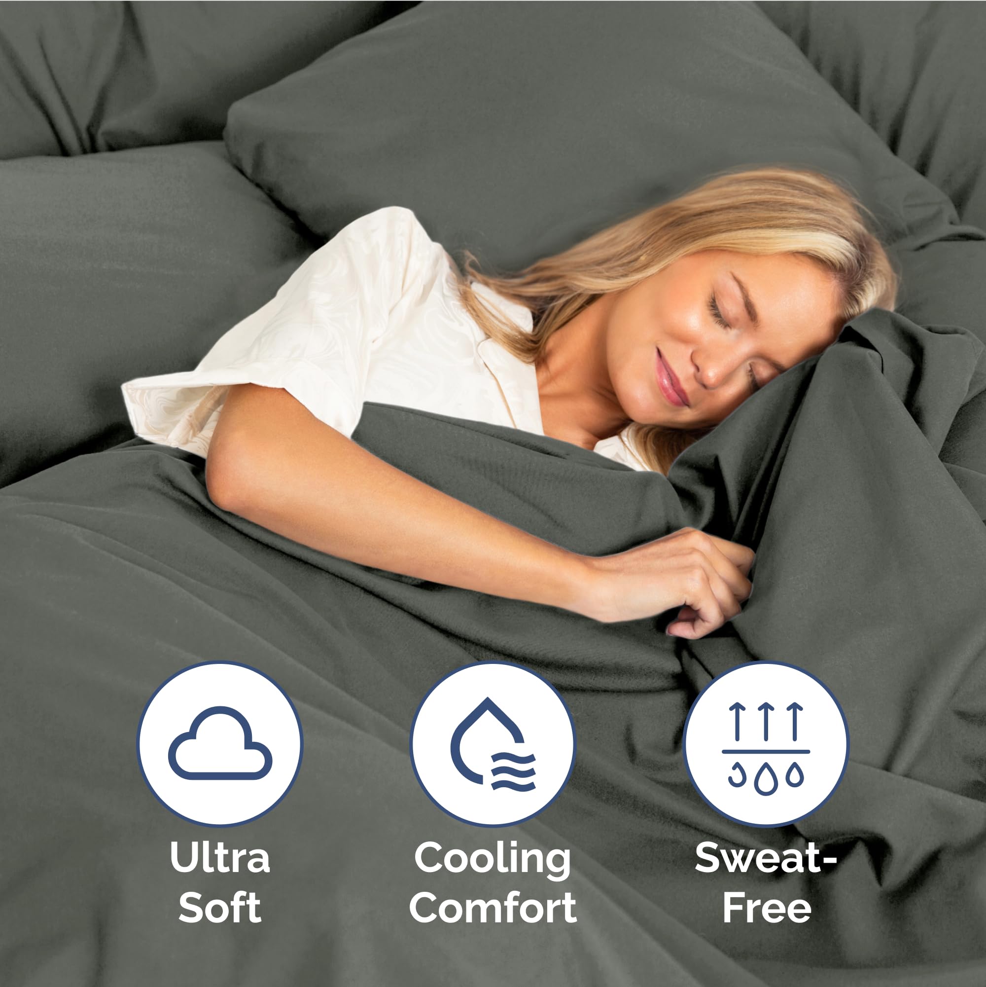 Juego de sábanas tamaño Twin XL de 3 piezas - -Gris pizarra - Imagen 5