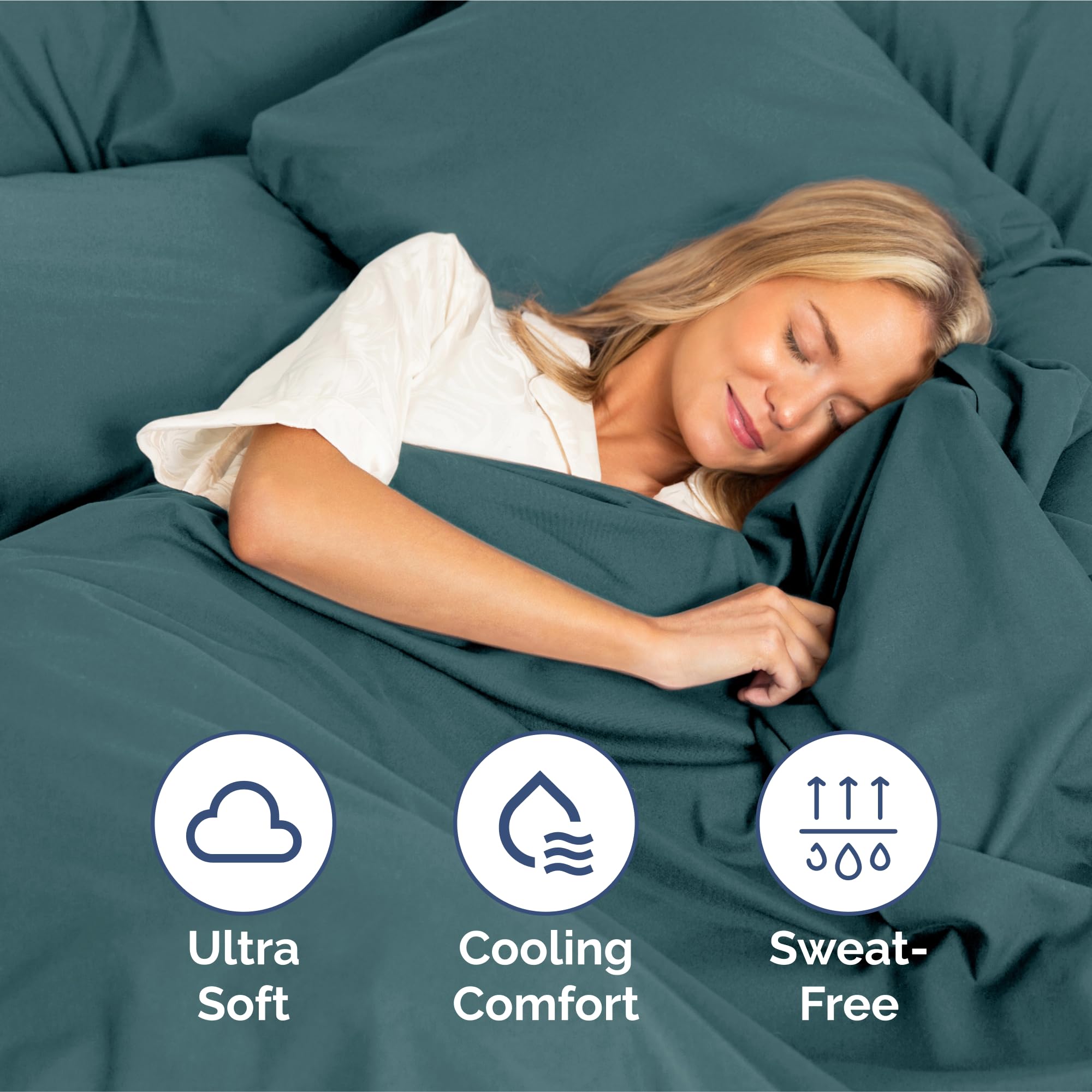 Juego de sábanas King Size de 4 piezas - -Deep Teal - Imagen 5