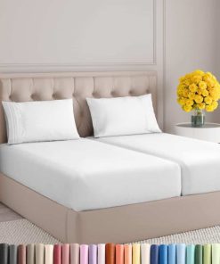 Juego de sábanas tamaño Split King de 5 -Blanco brillante