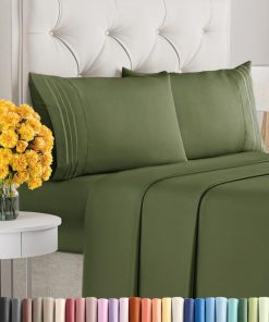 Juego de sábanas King Size de 4 piezas - -Verde Oliva Profun