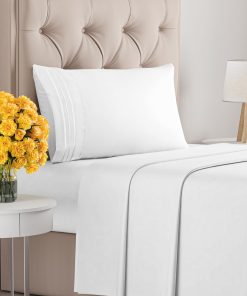 Juego de sábanas Twin XL de 3 piezas - -Blanco brillante