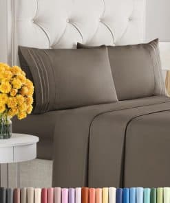 Juego de sábanas 4 piezas tamaño Queen - -Marrón taupe