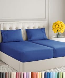 Juego de sábanas tamaño Split King de 5 -Azul Cobalto