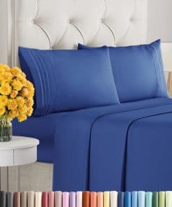 Juego de Sábanas de 4 Piezas Tamaño -Azul Cobalto