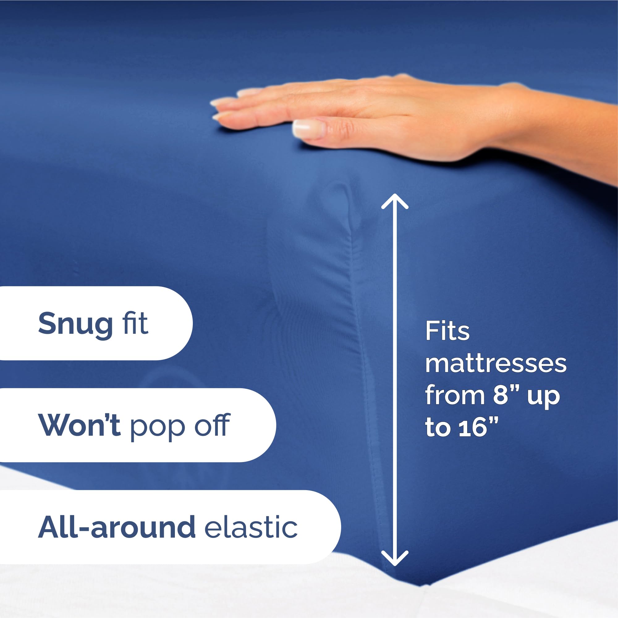 Juego de Sábanas King Size de 4 Piezas - -Azul Cobalto - Imagen 4