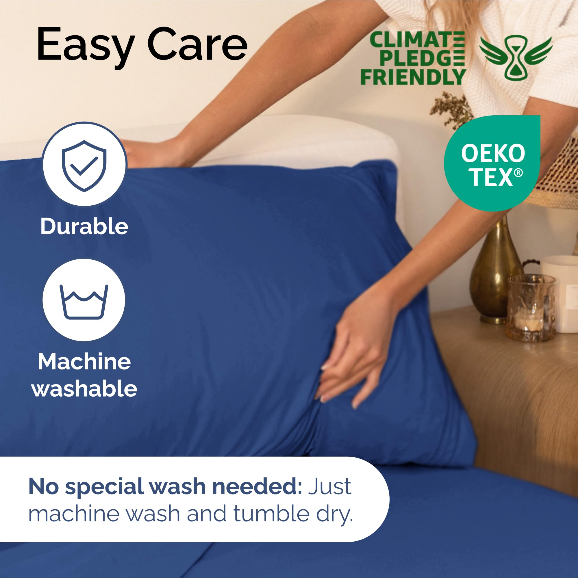 Juego de Sábanas King Size de 4 Piezas - -Azul Cobalto - Imagen 7