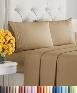 Juego de sábanas Queen Size de 4 piezas - -Caramelo