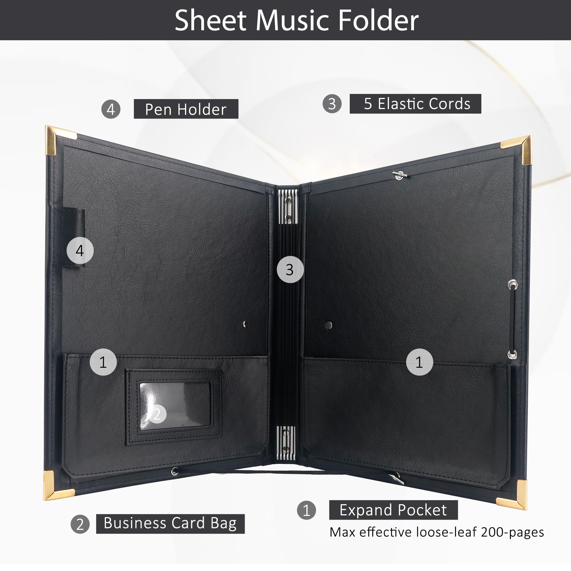 Porta partituras coral IvyRobes con cuerda elástica Carpeta - Imagen 6