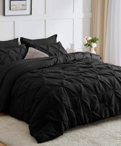 Juego de edredón HIMEET Black Queen 7 Piezas Edredón Negro