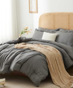 Edredón Gris HIMEET para Cama Queen, Juego de Cama Queen