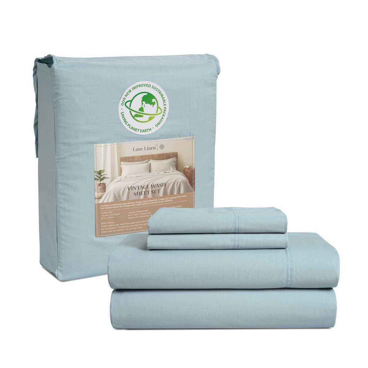 Juego de sábanas de algodón 100% tamaño Queen LANE LINEN -
