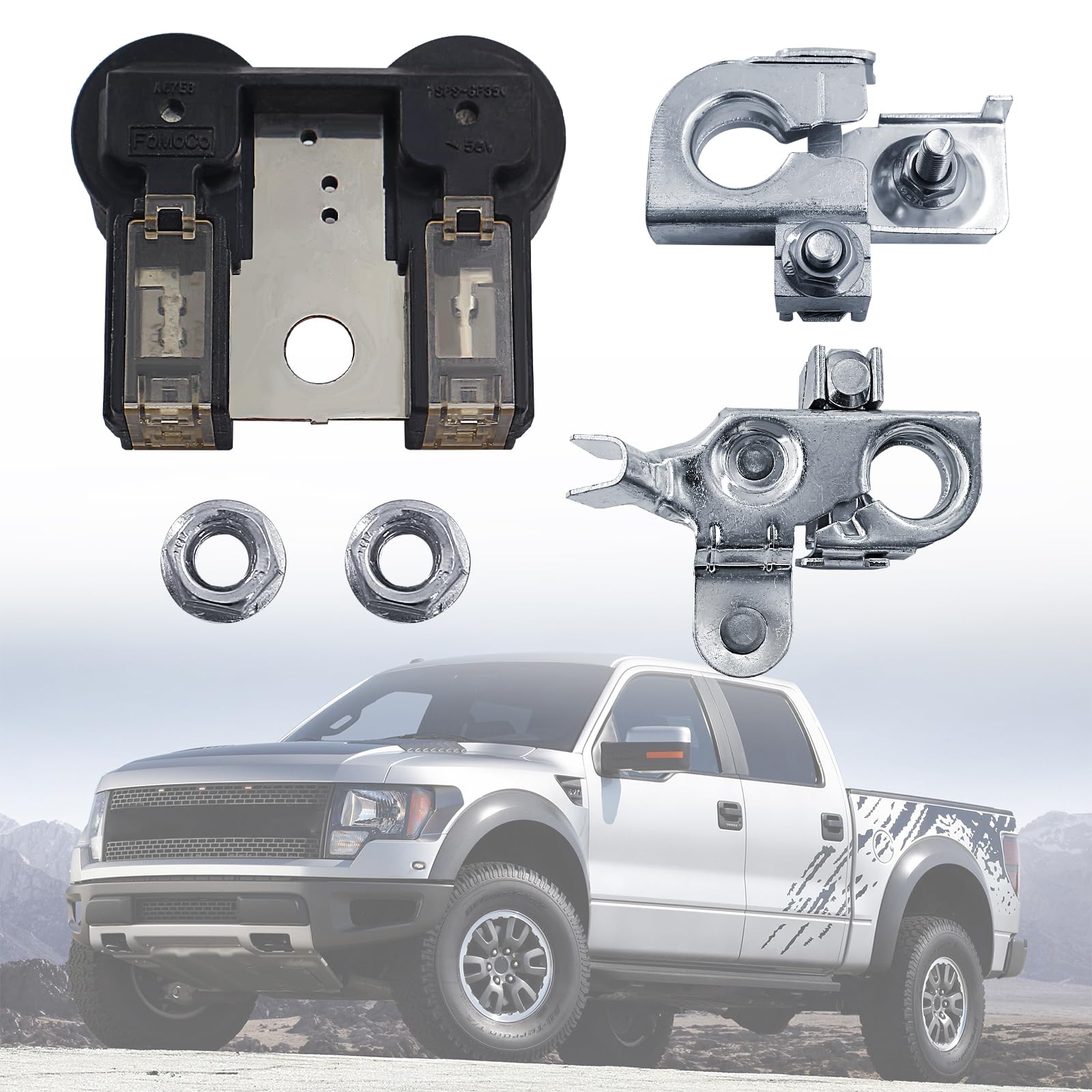 Terminal de batería positivo y negativo con fusible