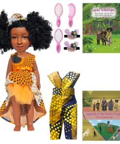 Muñeca Negra de 14 Pulgadas con Libros de Cuentos y