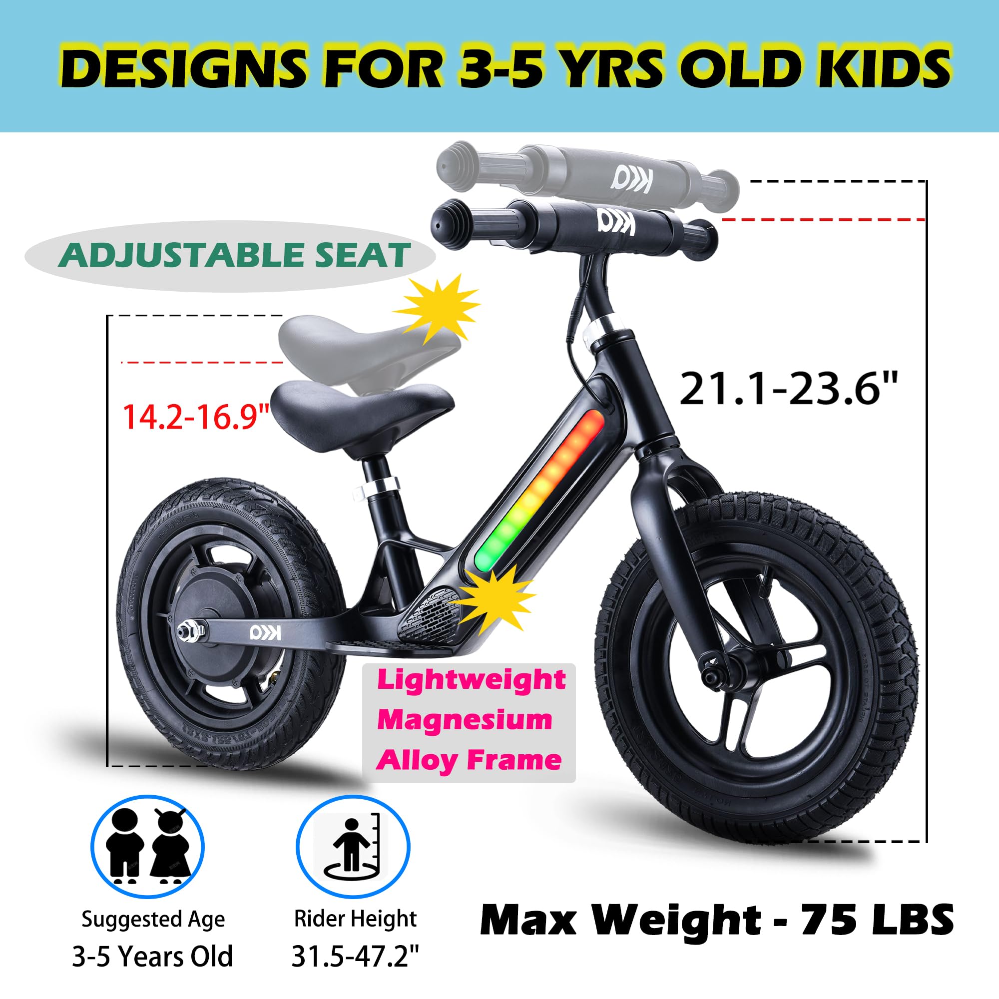 PRINIC Bicicleta Eléctrica Ligera para Niños -Negro - Imagen 7