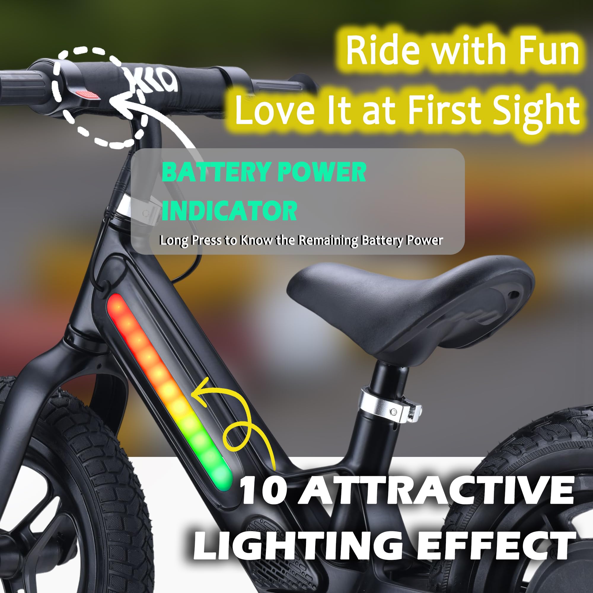 PRINIC Bicicleta Eléctrica Ligera para Niños -Negro - Imagen 6