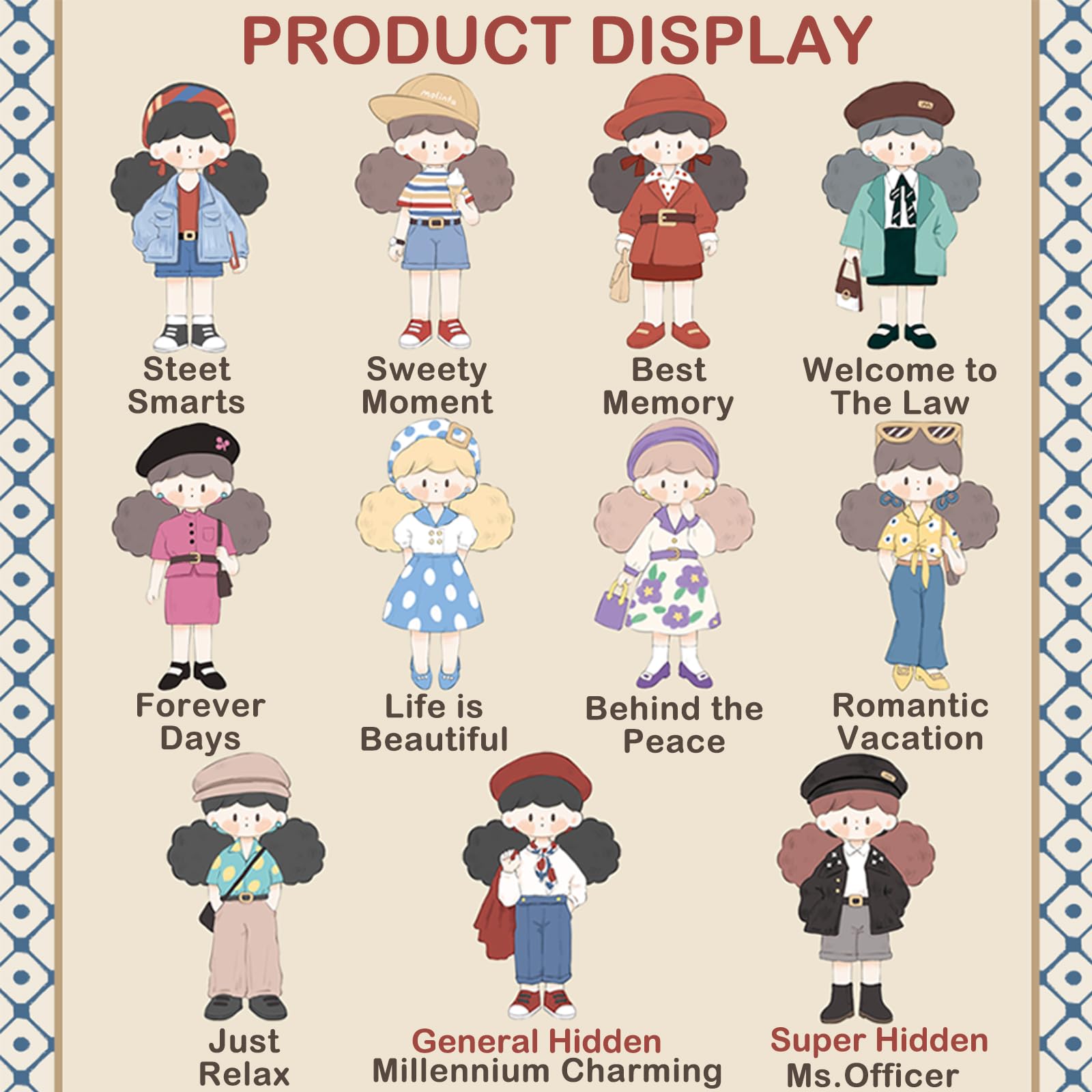 BEEMAI Molinta Serie de Chicas Retro 9PCs (Set de 9 Sin - Imagen 3