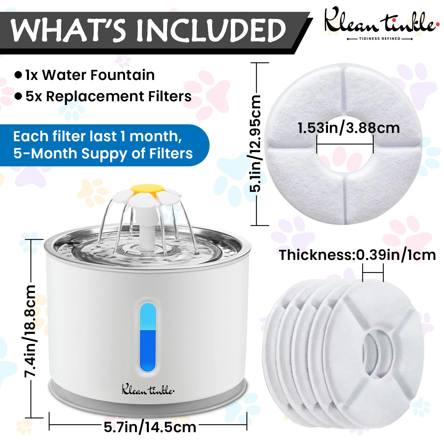 Bebedero Automático de Fuente para Mascotas con LED 2.4L - Imagen 3