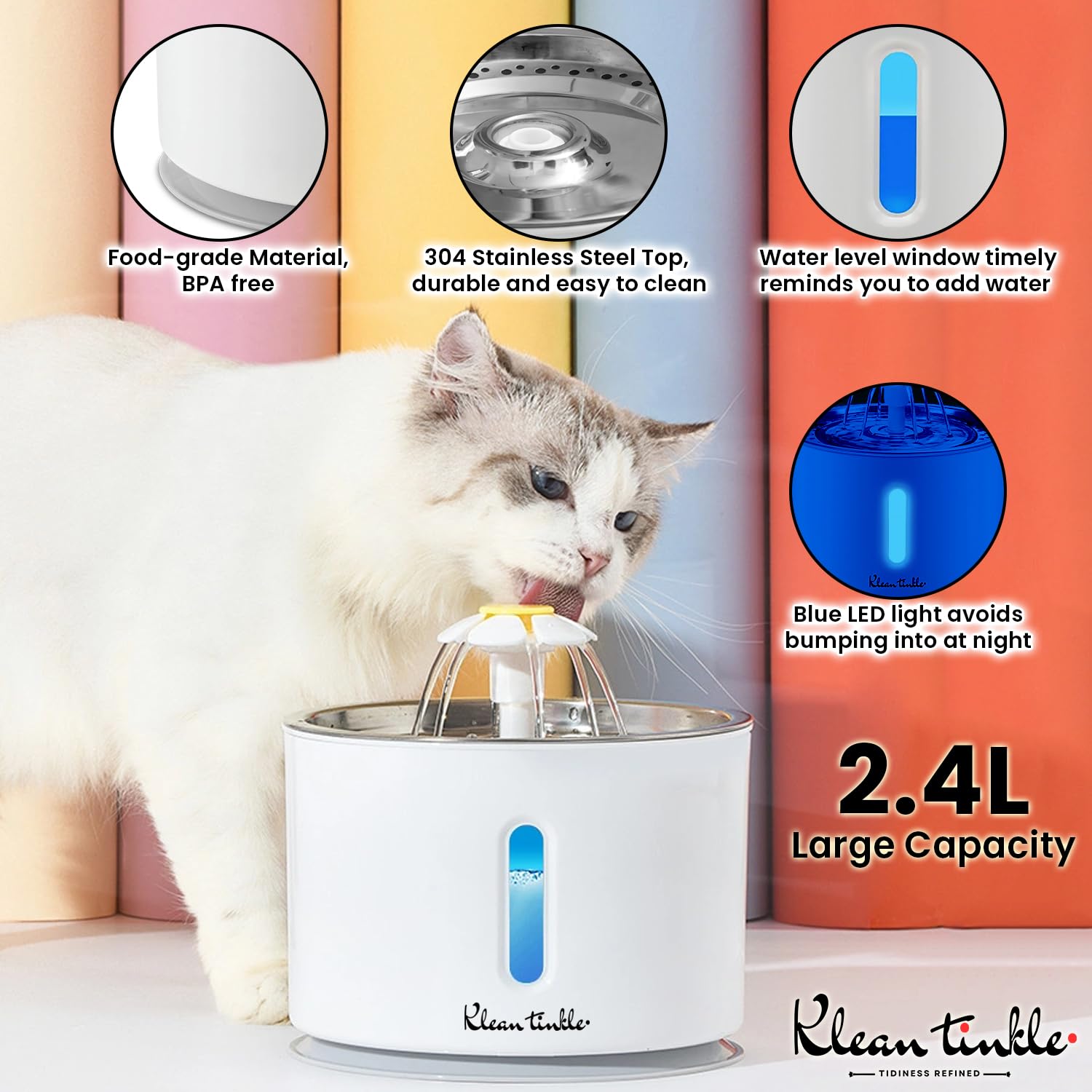 Bebedero Automático de Fuente para Mascotas con LED 2.4L - Imagen 5