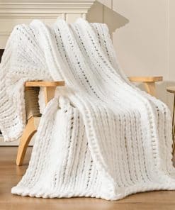 Manta de Punto Grueso Esterra 60"x80", 100% -Blanco Nieve