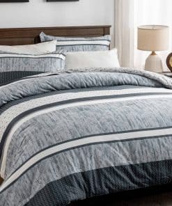 Juego de edredón Queen Finlonte, juego de ropa -Gris azulado