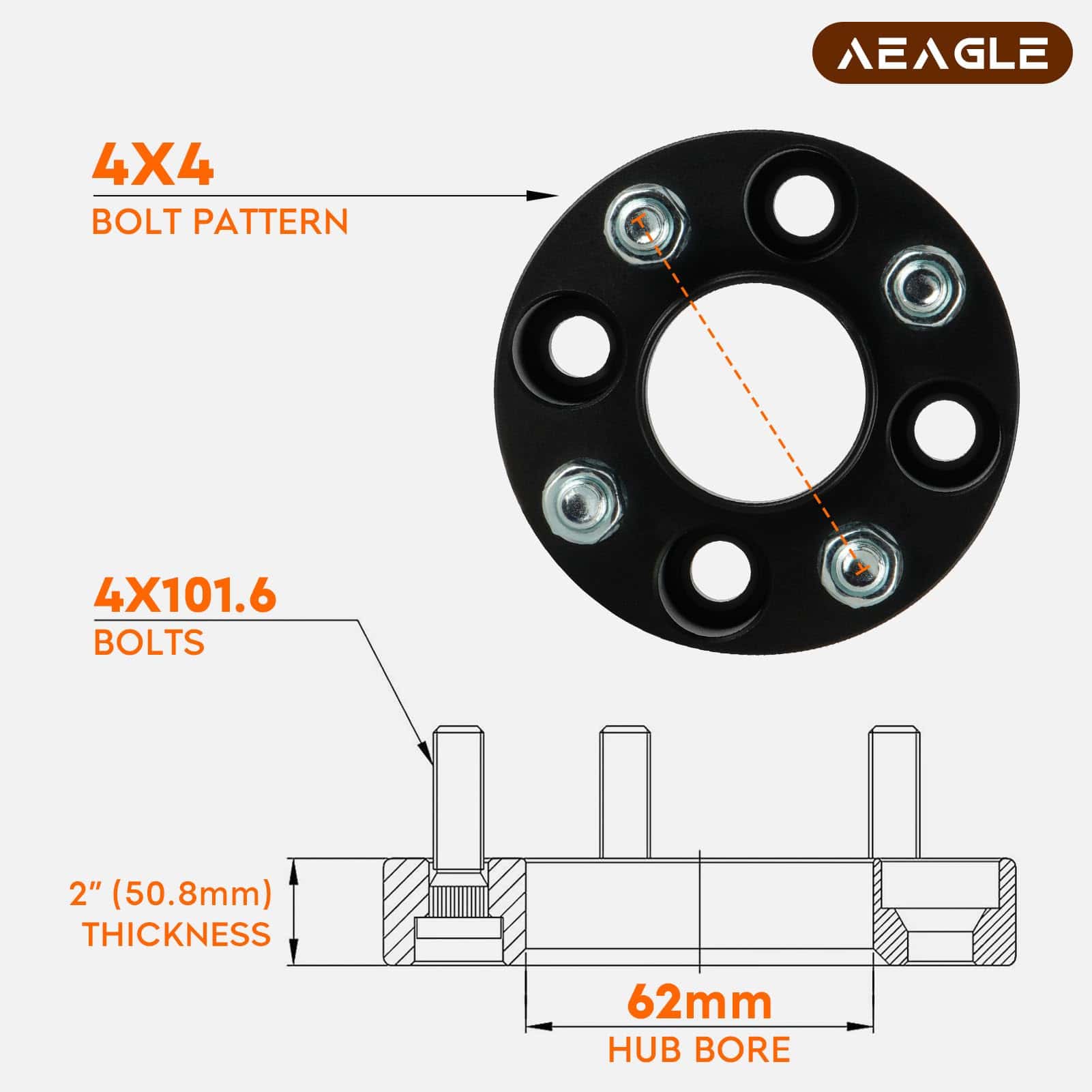 Adaptadores de Rueda Hubcentric 4x100 & 4x101.6mm 2" para - Imagen 3