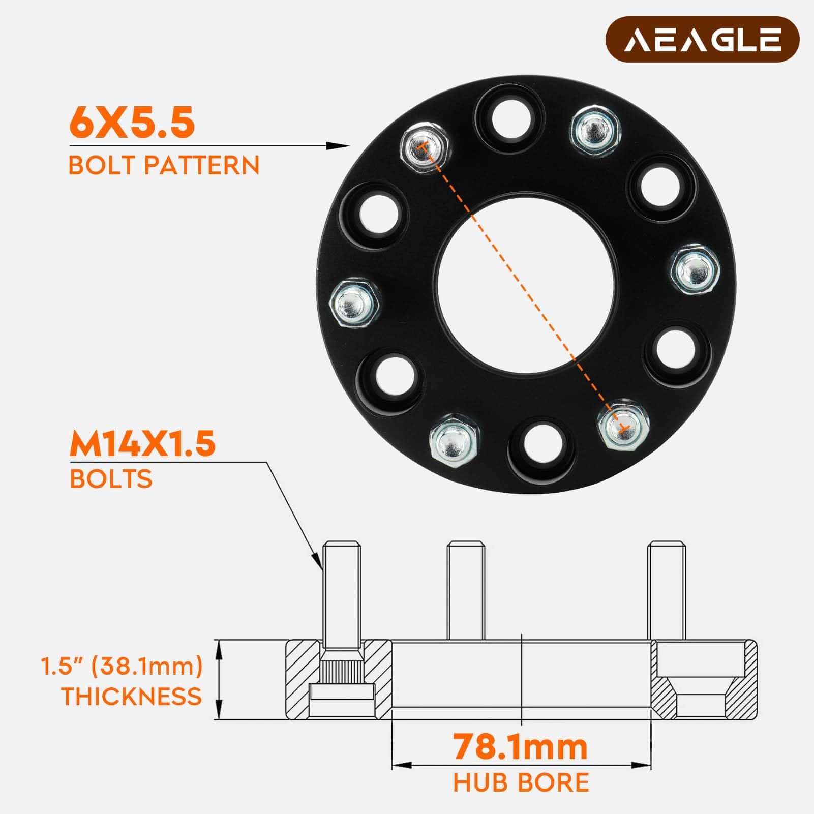 Adaptadores de Rueda Hubcentric AEagle 6X5.5, -rior 4PCS - Imagen 3